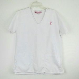 Pink Breast Cancer Awareness Ribbon Scrub Top M